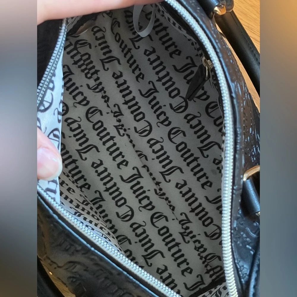 Juicy Couture Black Faux Leather Handbag Shoulder Bag, Y2K Style Accessory Purse